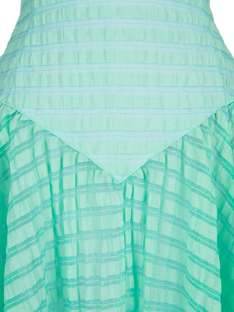 Turquoise Striped Chiffon Top & Midi Skirt, 4 Turquoise Striped Chiffon Top & Midi Skirt, 4
