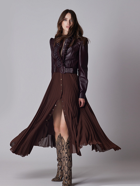 Python Leather Heeled Tall Boots, 6