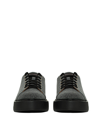 Grey Denim & Leather Sneakers, 2