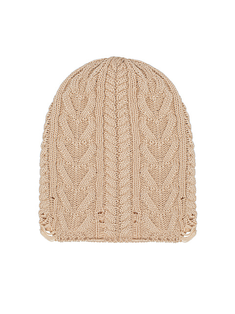 Beige knitted cotton hat with holes, 1 Beige knitted cotton hat with holes, 1