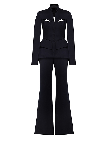Black Two-piece Suit Of Jacket With Slits And Trousers, 1