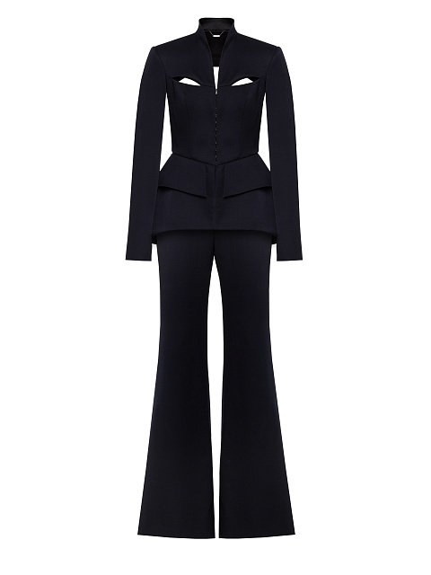 Black Two-piece Suit Of Jacket With Slits And Trousers, 1 Black Two-piece Suit Of Jacket With Slits And Trousers, 1