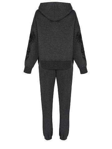 Dark Grey Dragon Embroidered Jersey Suit, 2