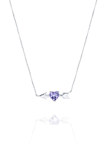 White gold necklace with heart-cut amethyst, 1