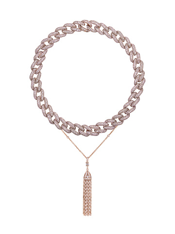 Rose Gold Diamond Tassel Necklace, 2