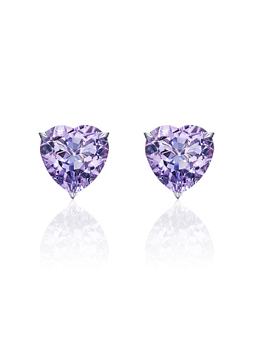 White Gold & Amethyst "Heart" Studs, 1