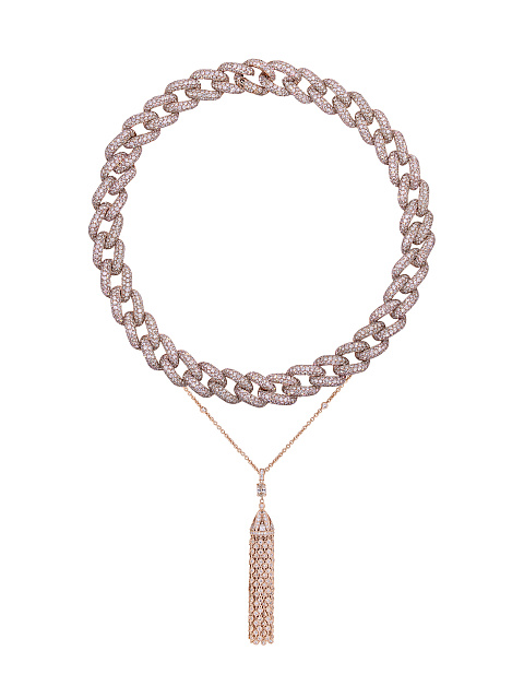 Rose Gold Diamond Tassel Necklace, 2