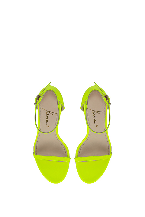 Neon Yellow Leather Sandals, 4