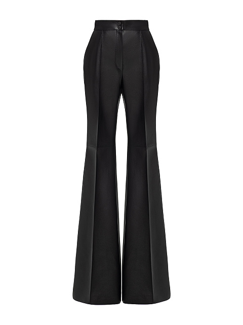 Black Leather Two-piece Suit With Flared Trousers, 3 Black Leather Two-piece Suit With Flared Trousers, 3