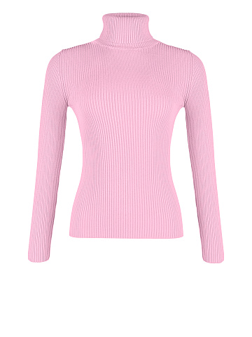 Pink ribbed knit turtleneck, 1