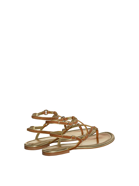 Brown & Gold Suede Sandals, 3