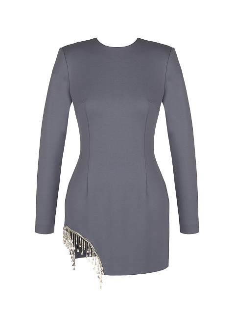 Grey Rhinestone Fringed Mini Dress, 1 Grey Rhinestone Fringed Mini Dress, 1
