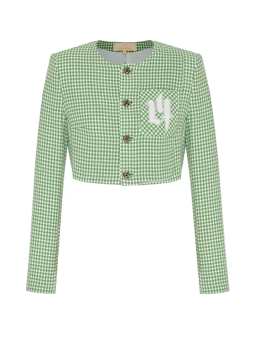 Green & White Cropped Tweed Jacket, 1
