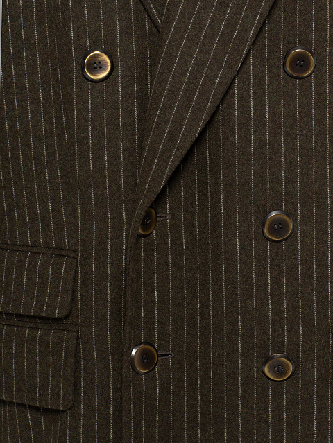 Green Lace Trim Striped Wool Coat, 3 Green Lace Trim Striped Wool Coat, 3