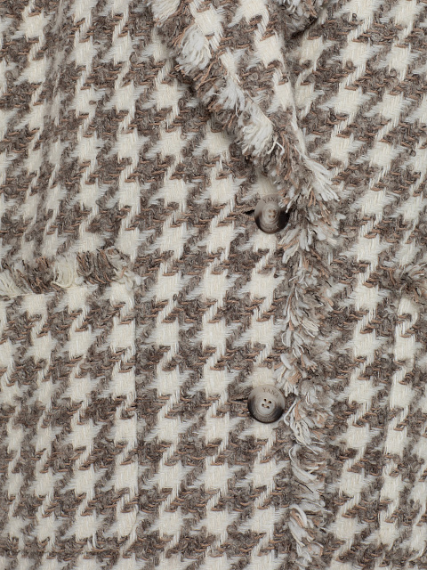 Beige Cashmere Pea Coat With Fringes, 3