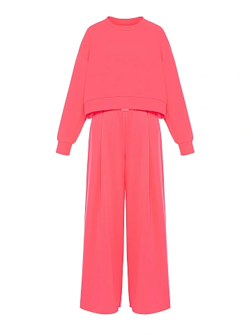 Hot Pink Jersey Wide Pants Tracksuit, 1