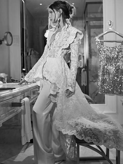 White Lace Tailcoat & Pants Suit, 7