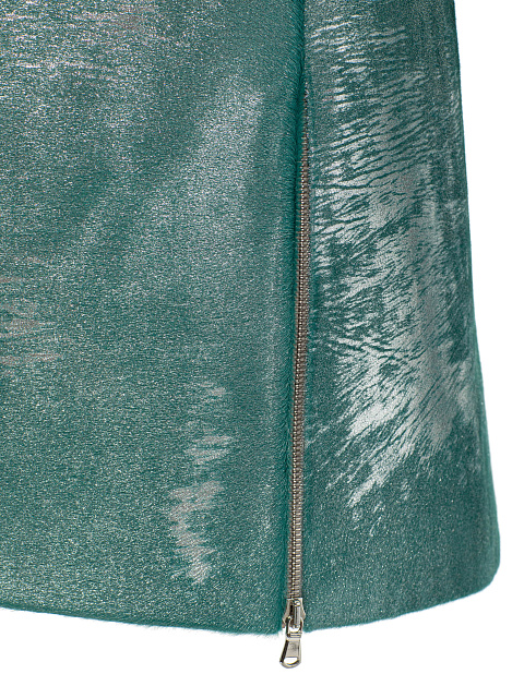 Turquoise leather set with cropped jacket and mini skirt, 4 Turquoise leather set with cropped jacket and mini skirt, 4