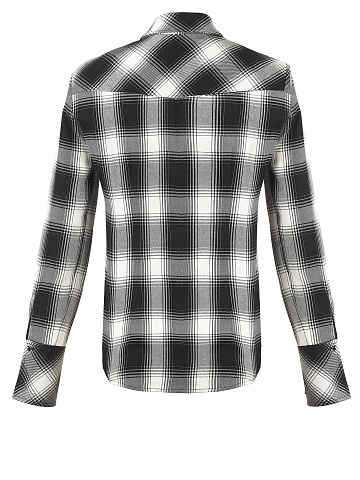 B/W Wool & Rayon Checked Shirt, 2