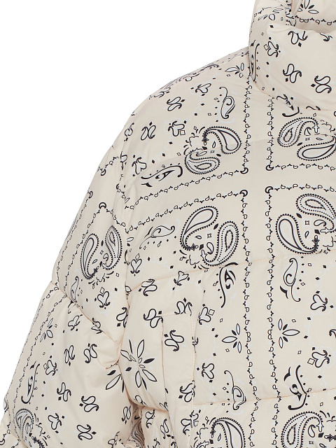 Milk‑colored cropped down jacket with paisley pattern, 3 Milk‑colored cropped down jacket with paisley pattern, 3
