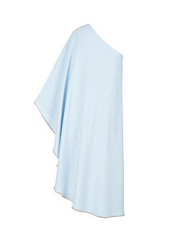 Light Blue Rhinestones Trimmed One Shoulder Midi Dress, 2