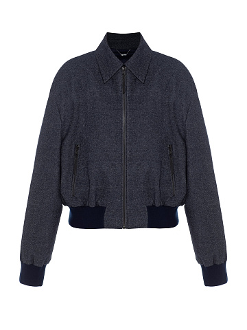 Grey-blue bomber jacket made of suiting fabric, 1