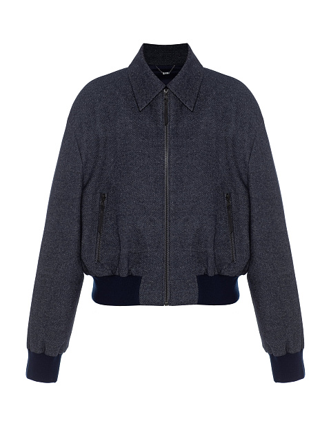 Grey-blue bomber jacket made of suiting fabric, 1