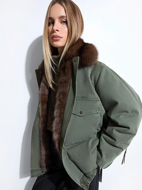 Khaki parka with fur, 2