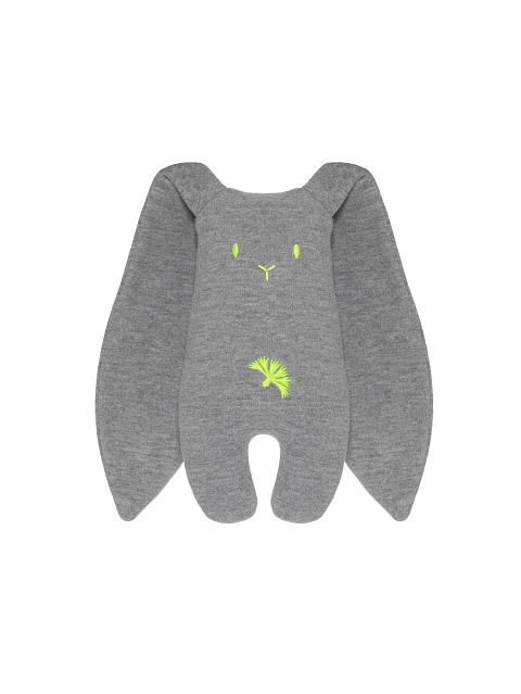 Grey & Neon Green Embroidery "Bunny" Toy, 1