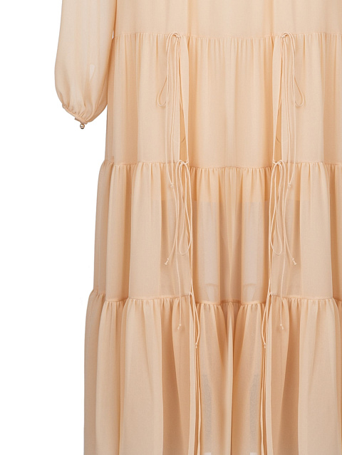 Beige Chiffon Midi Dress, 3