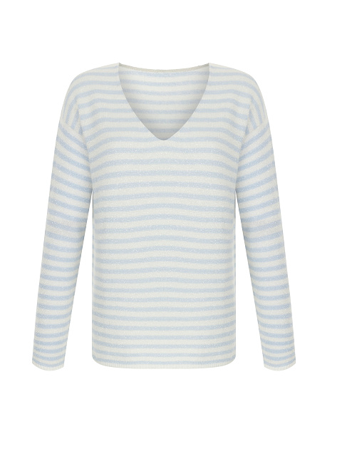 Light blue striped cashmere pullover with lurex, 1 Light blue striped cashmere pullover with lurex, 1