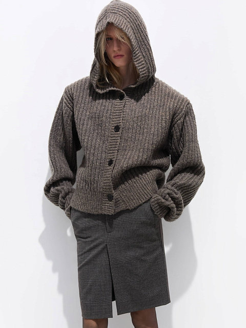 Grey hooded cardigan, 3