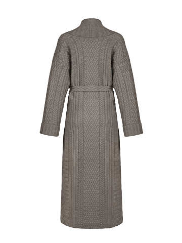Taupe Merino Wool & Cashmere Knitted Coat, 2
