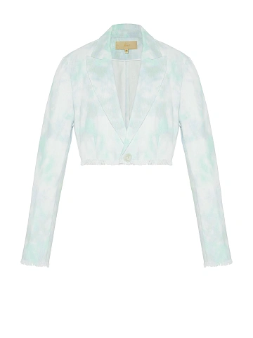 Green Tie-dye Cropped Denim Jacket, 1