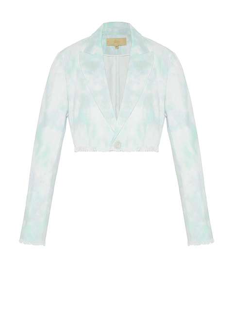 Green Tie-dye Cropped Denim Jacket, 1