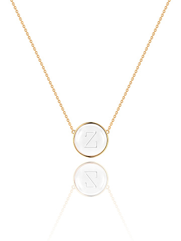 Yellow gold necklace with letter Z pendant with rock crystal, 1