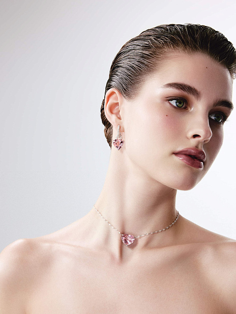 White gold necklace with morganite and diamonds, 4