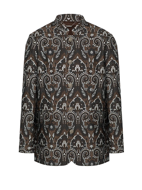Brown Patterned Brocade Jacket, 1 Brown Patterned Brocade Jacket, 1