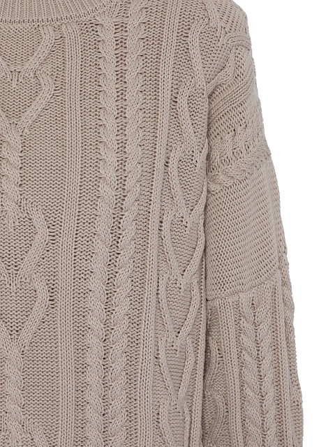 Dust Beige Distressed Cable Knit Sweater, 3 Dust Beige Distressed Cable Knit Sweater, 3