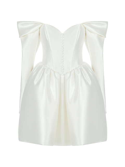 White Silk Taffeta Mini Dress, 1 White Silk Taffeta Mini Dress, 1