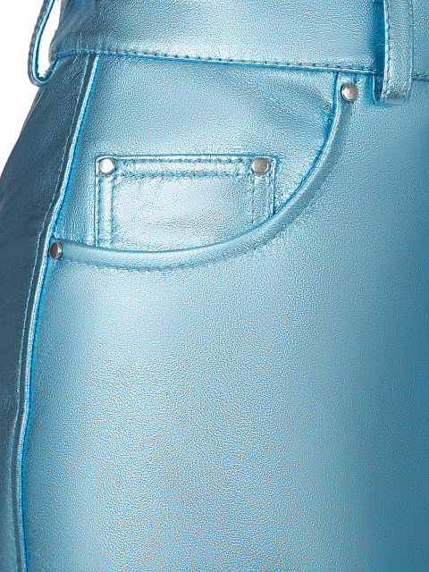 Metallic Blue Leather Blazer & Skirt Set, 6 Metallic Blue Leather Blazer & Skirt Set, 6