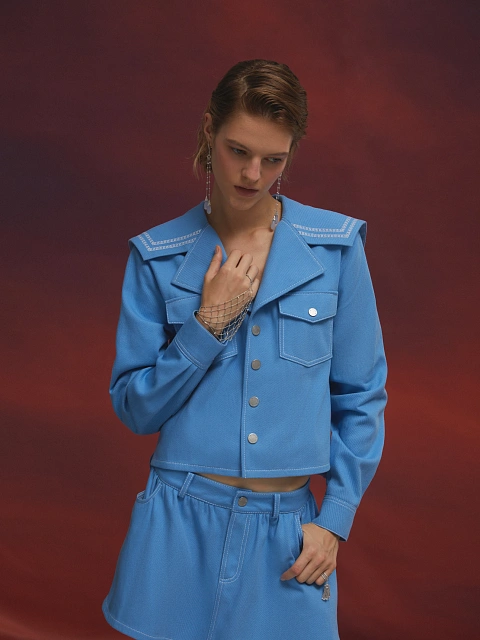 White Gold, Chalcedony & Diamonds Long Earrings, 5