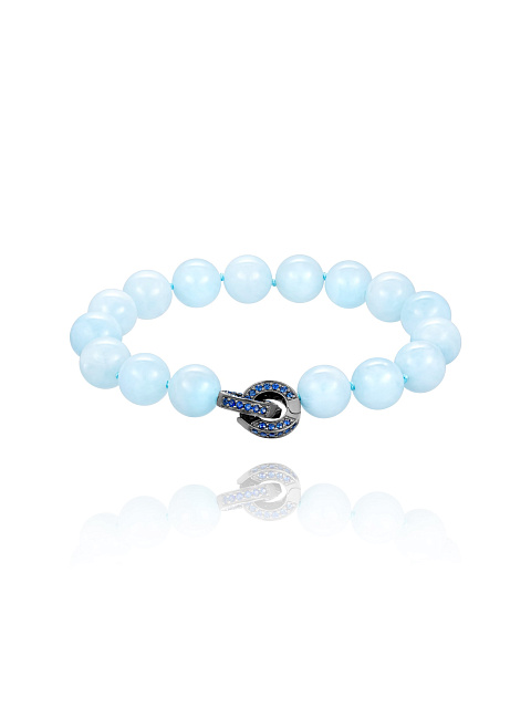 Oxidized gold bracelet with aquamarine beads and sapphires, 1