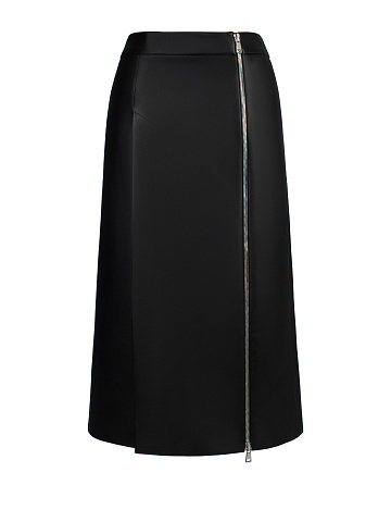 Black Leather Wrap Midi Skirt , 1