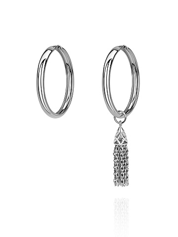Silver Hoops & Tassel Earrings, 1