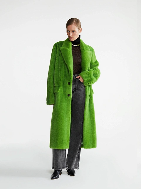 Bright Green Mink Fur Coat, 2 Bright Green Mink Fur Coat, 2