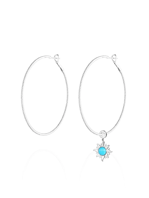 White Gold & Turquoise Hoop Pendant , 2