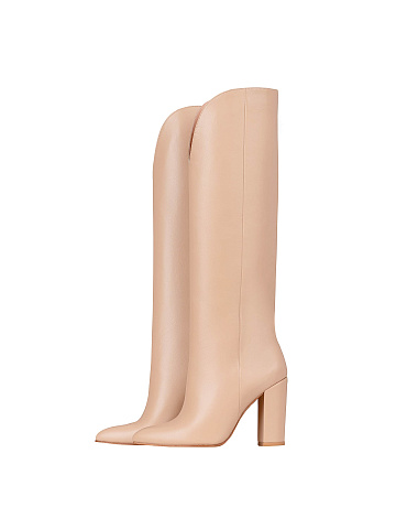 Light Pink Leather High Heel Boots, 1