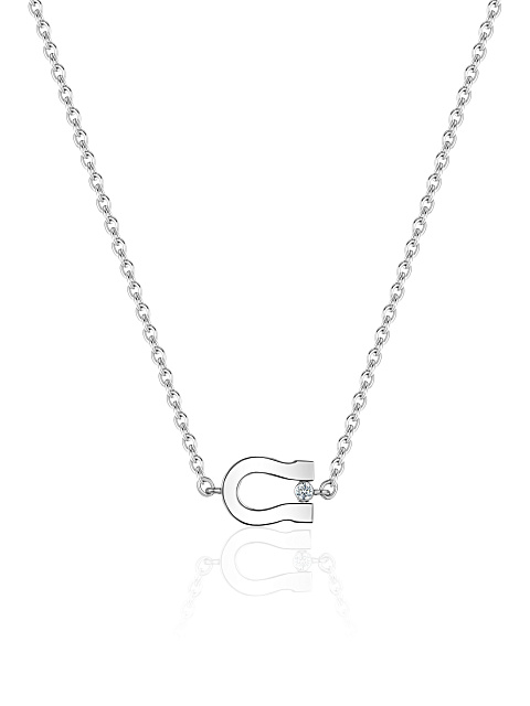 White gold horseshoe necklace with diamond, 1