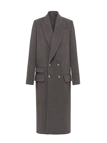 Gray Melange Cashmere Coat, 1